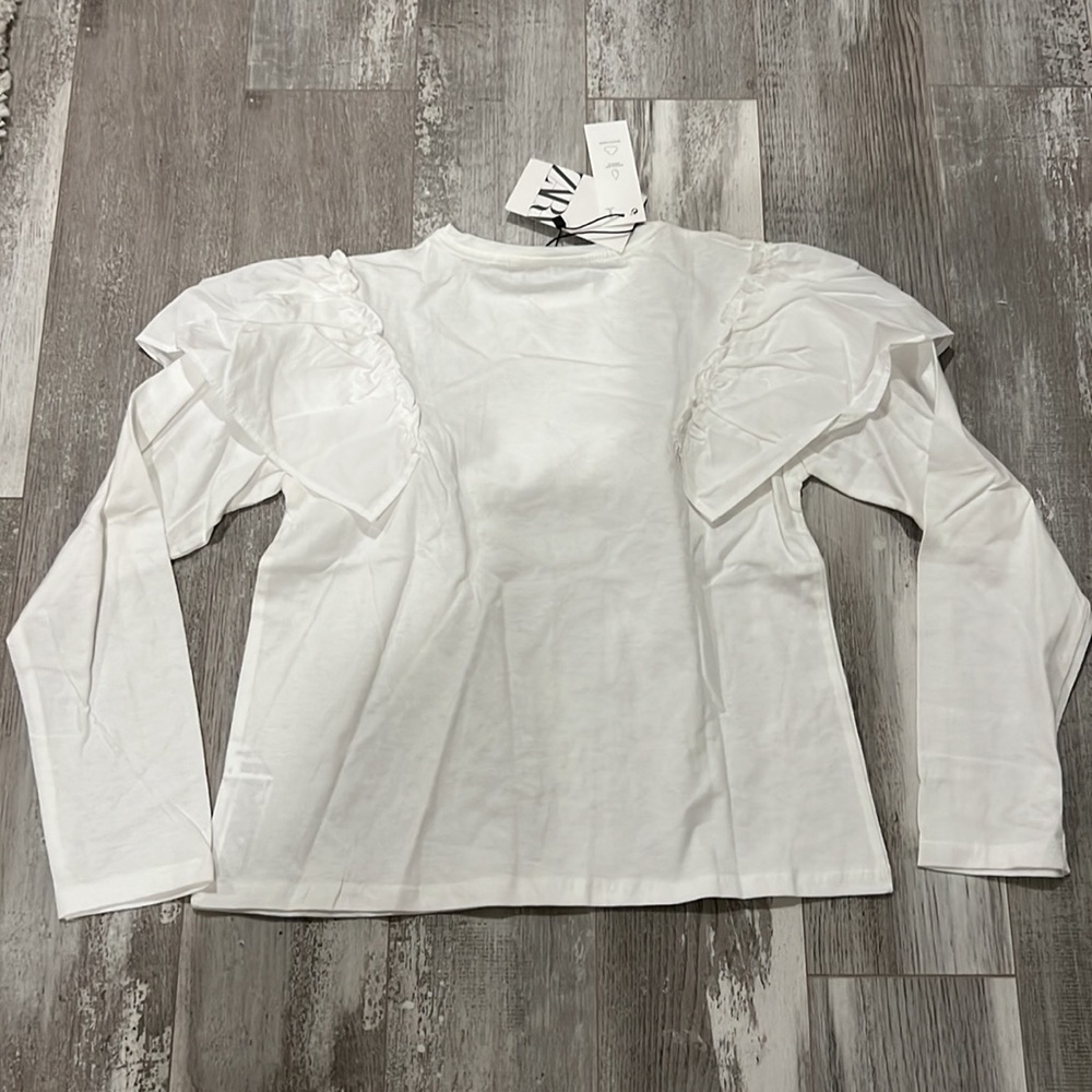 Zara White Ruffled Poplin Top - Picture 6 of 6